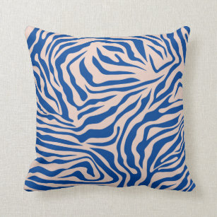 Zebra Print Blue Zebra Stripes Animal Print Cushion