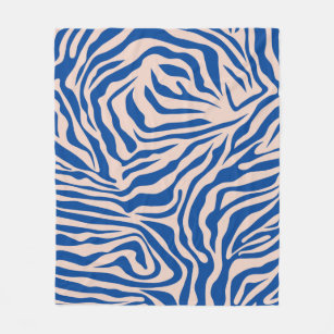 Zebra Print Blue Zebra Stripes Animal Print Fleece Blanket