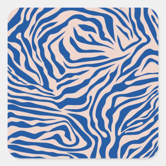 Zebra Print Blue Zebra Stripes Animal Print Square Sticker (Front)