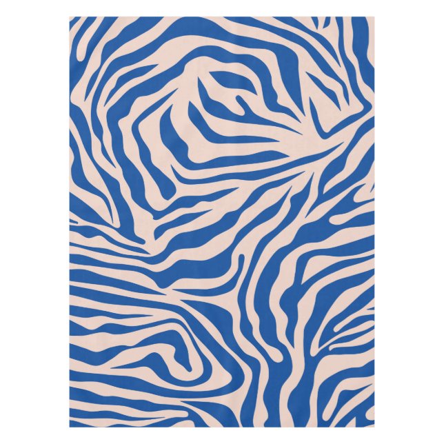 Zebra Print Blue Zebra Stripes Animal Print Tablecloth (Front)
