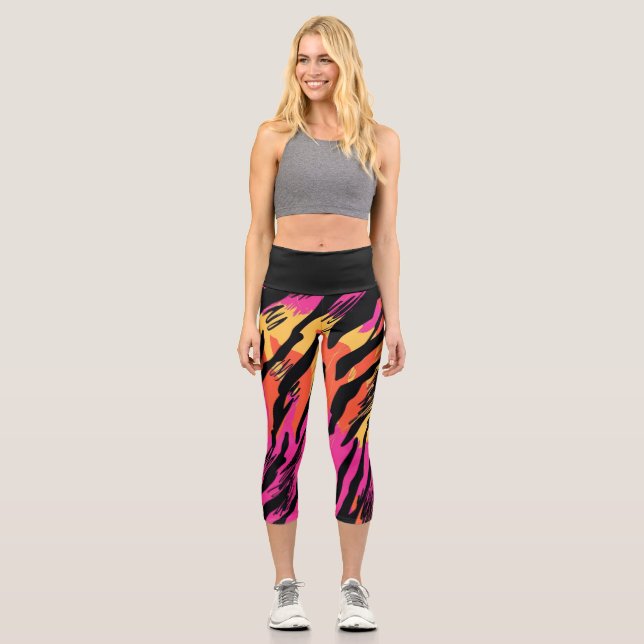 Zebra print bright colours leggings for her (Front)