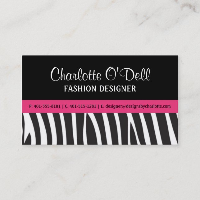 Zebra Print Business Cards (Front)