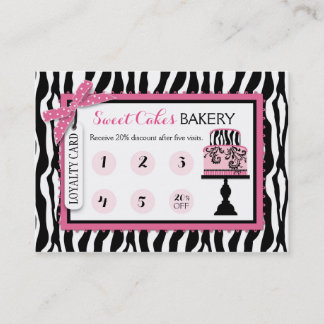 Zebra Print Cake Bakery Business Loyalty Card