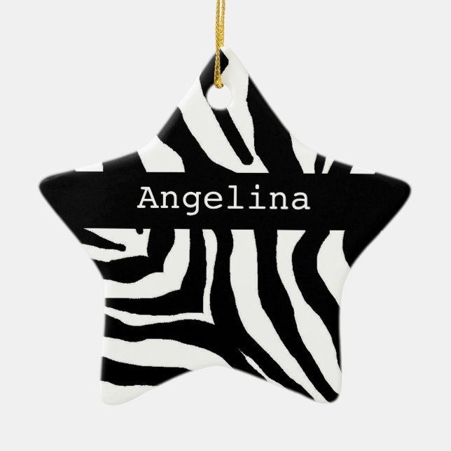 Zebra Print Christmas Personalised Name Ornament (Front)