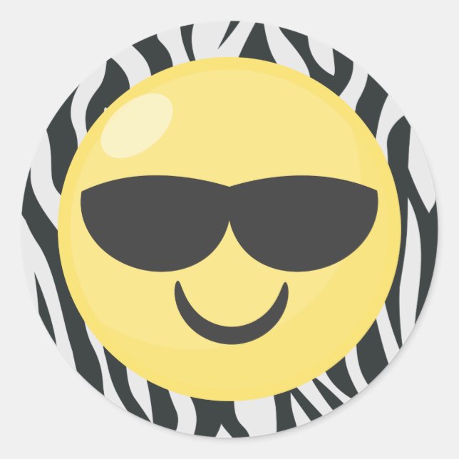 Zebra Print Cool Emoji Stickers (Front)
