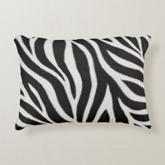 Zebra Print Cotton Pillow | Black and White Animal