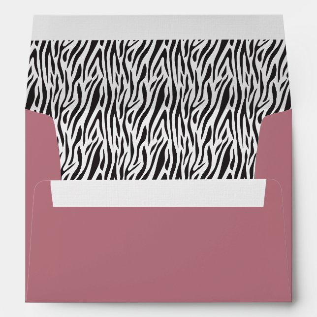 Zebra Print Dark Mauve Sender and Return Address Envelope (Back (Bottom))