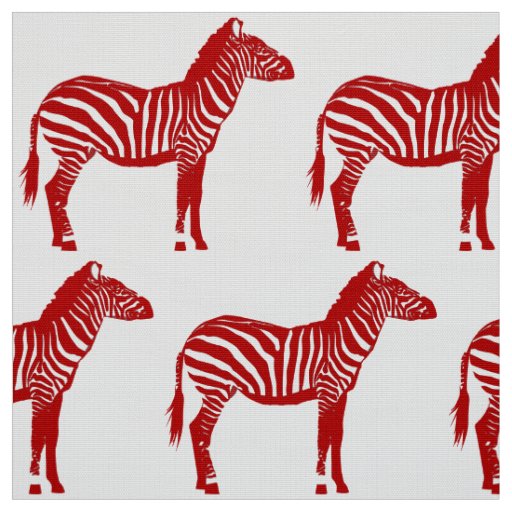 Zebra Print Deep Red and White Fabric Zazzle
