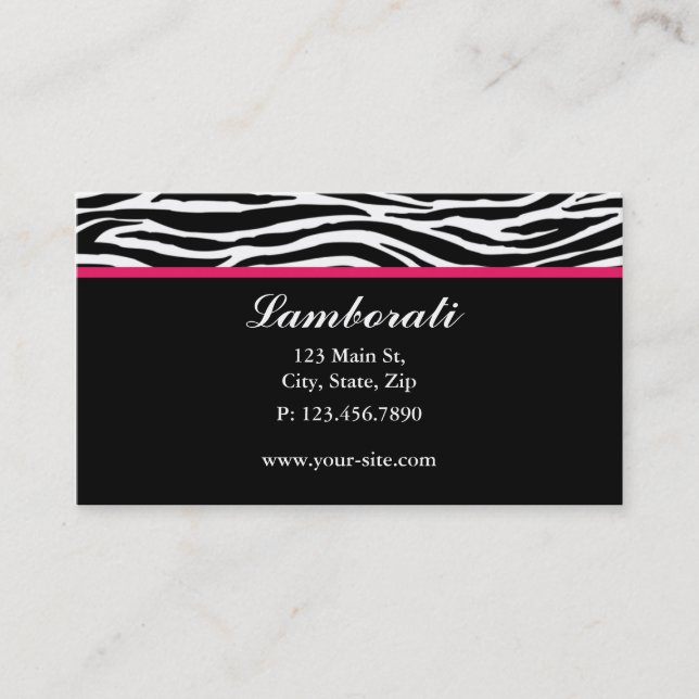 Zebra Print Fashion Designer Hair Stylist Salon Business Card (Front)