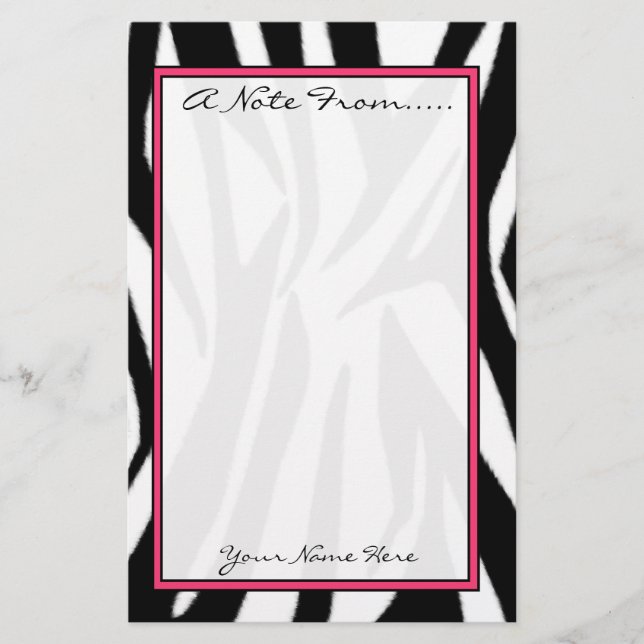 Zebra Print Fashion Stationery (Front)