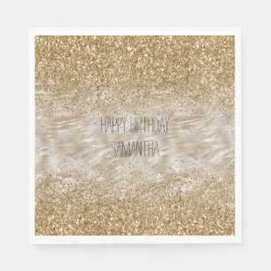 Zebra Print Faux Gold Glitter Napkin