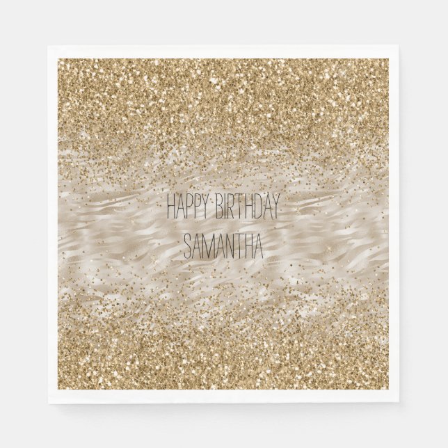 Zebra Print Faux Gold Glitter Napkin (Front)