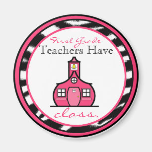 Zebra Print First Grade Teacher Magnet