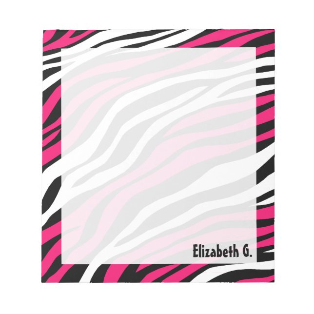 Zebra Print Fuchsia Mix Personalised Notepad (Front)
