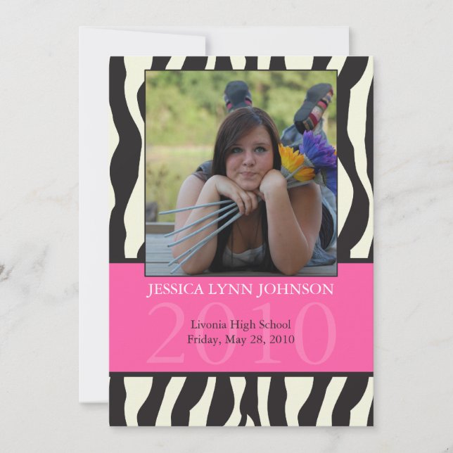 Zebra Print Graduation Announcement (Front)