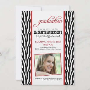 Zebra Print Graduation Announcement (red)
