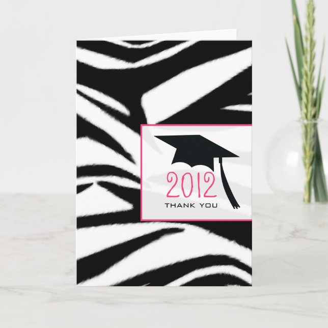 Zebra Print Graduation Thank You Card (Front)