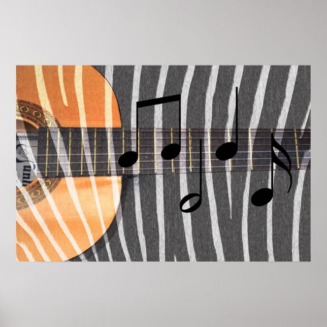 Zebra Print Guitar with Notes (Front)