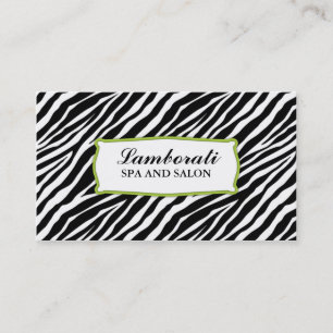 Zebra Print Hair Stylist Hairdresser Salon Green Business Card