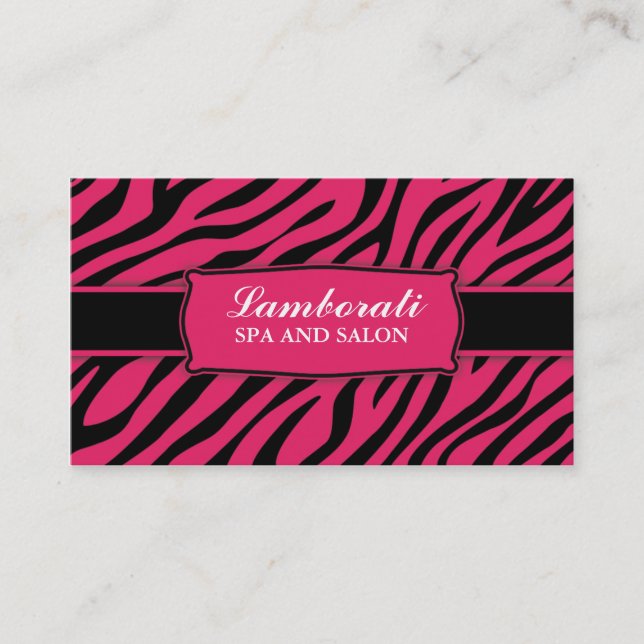 Zebra Print Hair Stylist Hairdresser Salon Pink Business Card (Front)