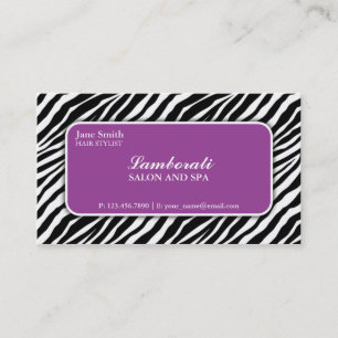 Zebra Print Hair Stylist Hairdresser Salon Purple Business Card