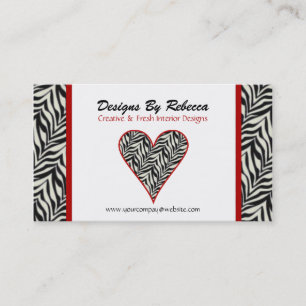 Zebra Print Heart Business Card