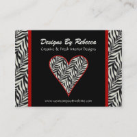 Zebra Print Heart Business Card