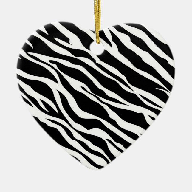 Zebra Print Heart Ornament (Front)