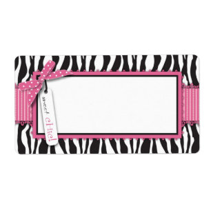 Zebra Print & Hot Pink Accent Name Tag