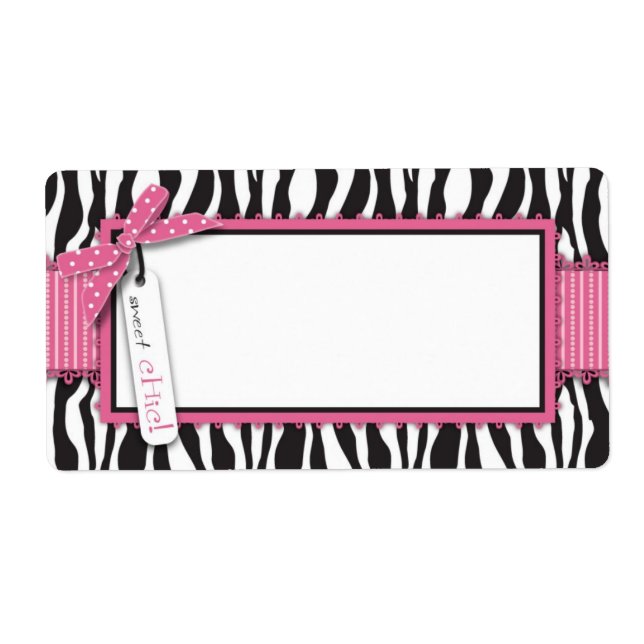 Zebra Print & Hot Pink Accent Name Tag (Front)