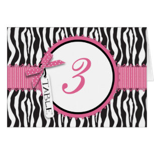 Zebra Print & Hot Pink Accent Table Card