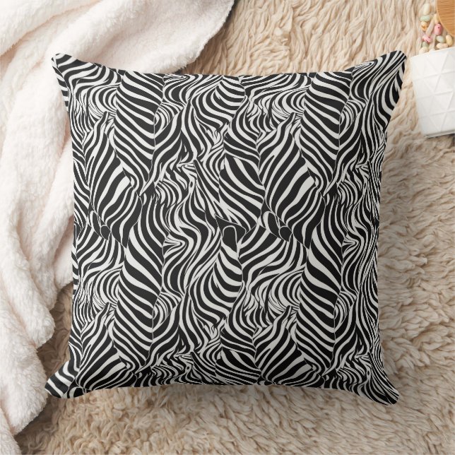 Zebra print in black and white pattern cushion (Blanket)