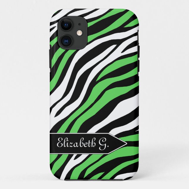 Zebra Print Lime Green Mix iPhone 5 Case (Back)