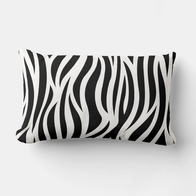 Zebra Print Lumbar Throw Pillow (Front)
