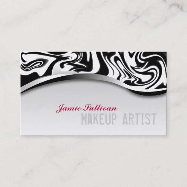 Zebra Print Makeup Artist Business Card Black (Front)