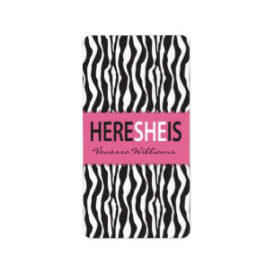 Zebra Print Mini Hershey Bar Label