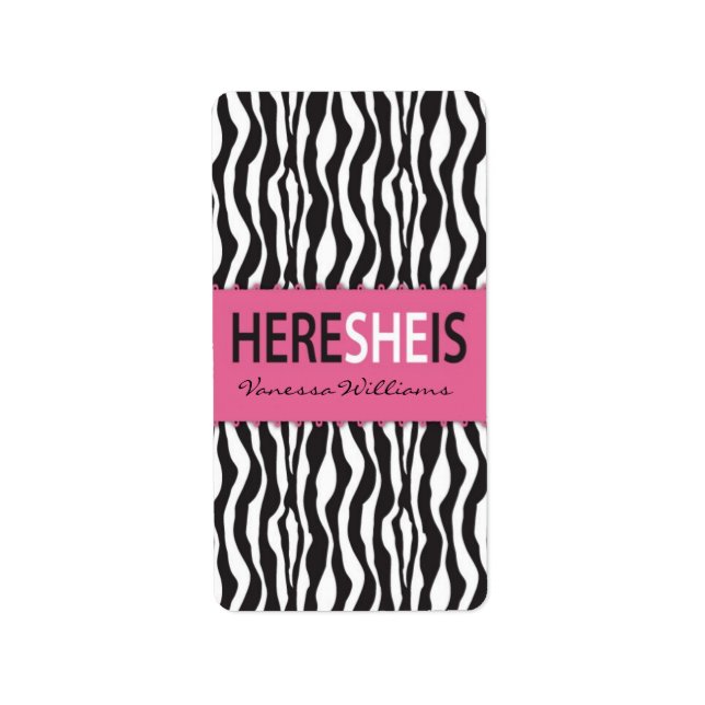 Zebra Print Mini Hershey Bar Label (Front)