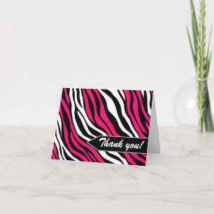Zebra Print Mix Fuchsia Thank You Cards