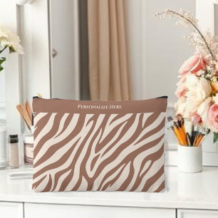 Zebra Print-Mocha Mousse Accessory Pouch
