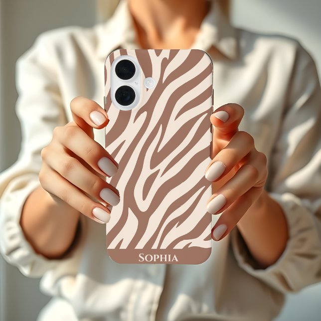 Zebra Print-Mocha Mousse iPhone 16 Case (Zebra Print-Mocha Mousse Case-Mate iPhone Case)