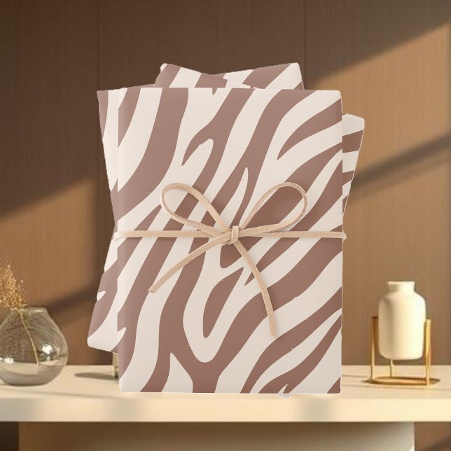 Zebra Print-Mocha Mousse Wrapping Paper Sheet (Zebra Print-Mocha Mousse Wrapping Paper Sheets)