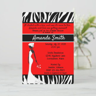 Zebra Print Modern Bridal Shower Invitation