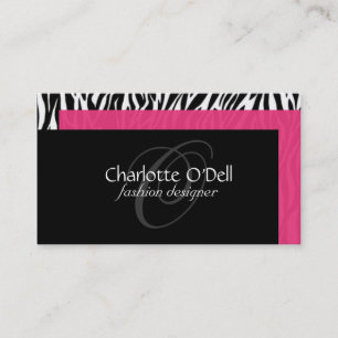 Zebra Print Monogram Business Card