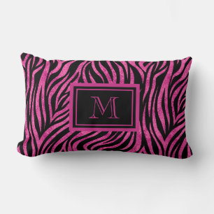 Zebra Print Monogram Lumbar Cushion