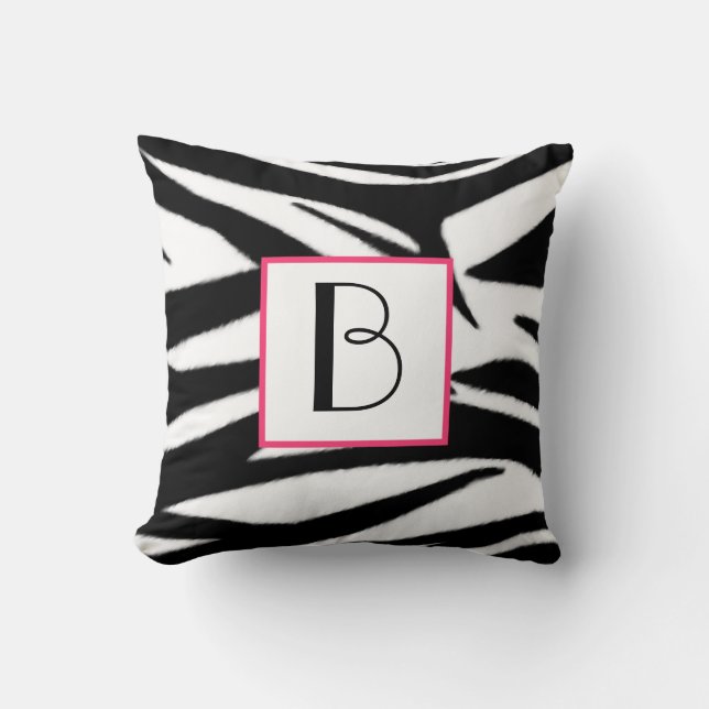 Zebra Print Monogram Pillow (Front)