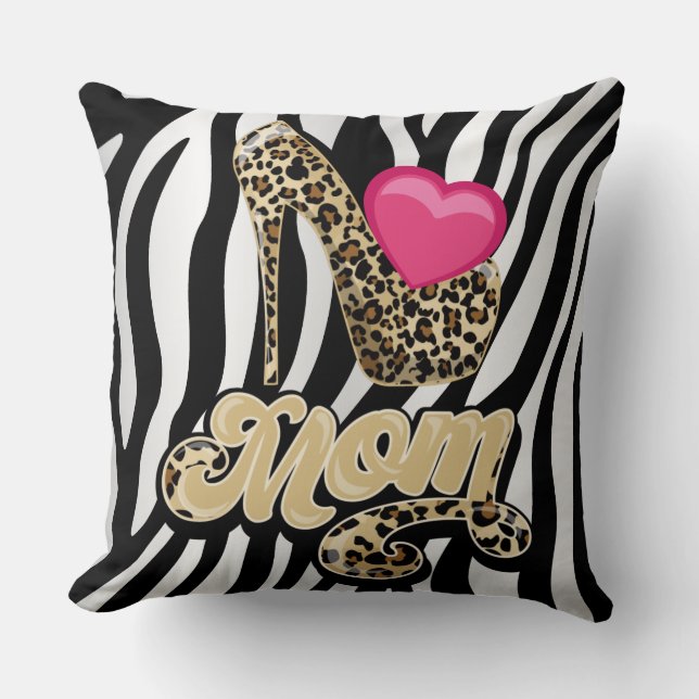 Zebra Print Mum Pillow/ Reverse the Rose Cushion (Front)