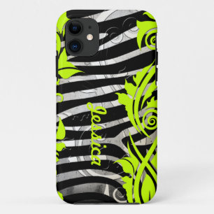 Zebra Print & Neon Flourishes Iphone 5 Case