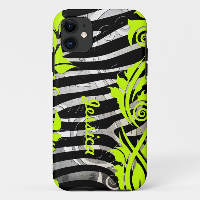 Zebra Print & Neon Flourishes Iphone 5 Case (Back)