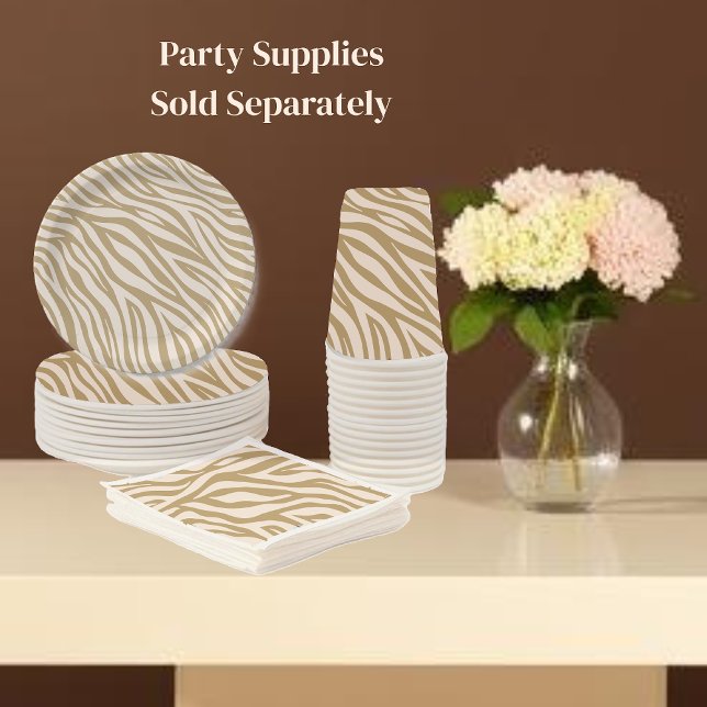 Zebra Print-Neutral Beige Paper Plate (Zebra Print-Neutral Beige Paper Cups)