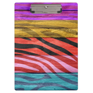Zebra Print on Wood #12 Clipboard